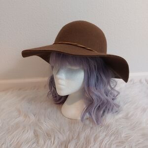 Last Chance D&Y Brown Wide-Brim Floppy Hat with Braided Accent